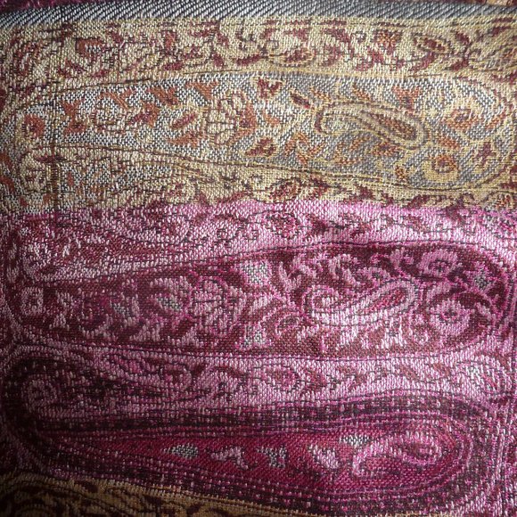 PASHMINA 100% Cashmere Burgundy /Multicolored Neck Scarf with Fringe - Picture 8 of 9
